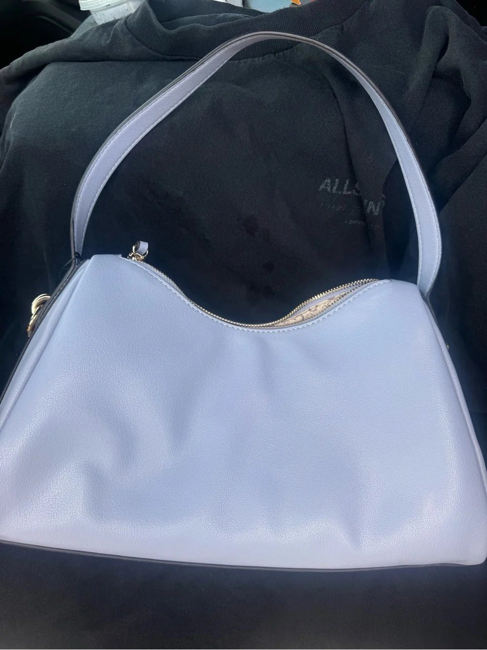 GUESS Lilac Shoulder Bag with Silver Hardware